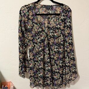 For Love And Lemons Black Floral Sheer Dress